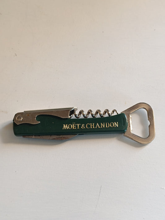Moet et Chandon, tire bouchon décapsuleur en acier vintage.