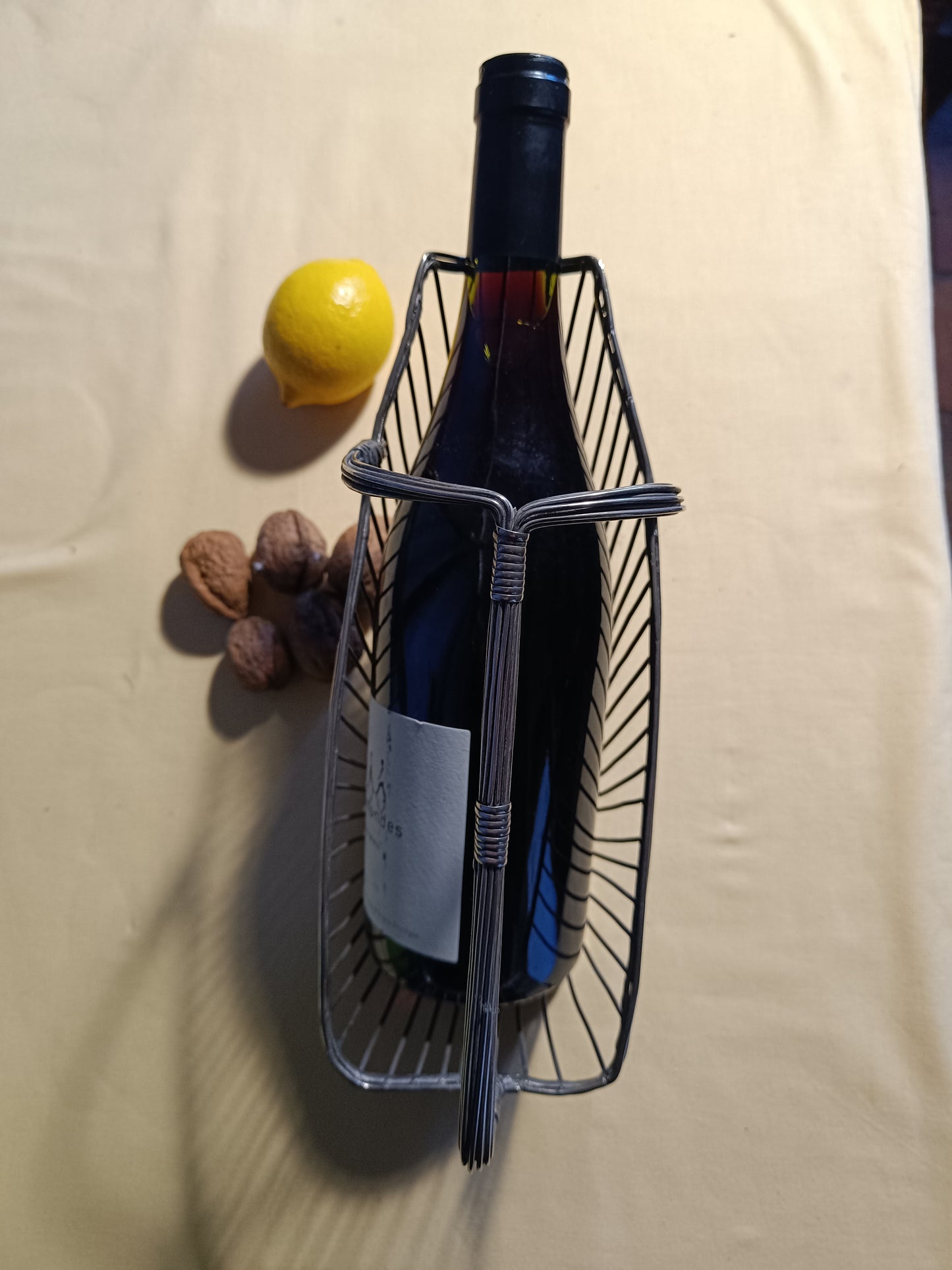 Porte bouteille métal argenté.
