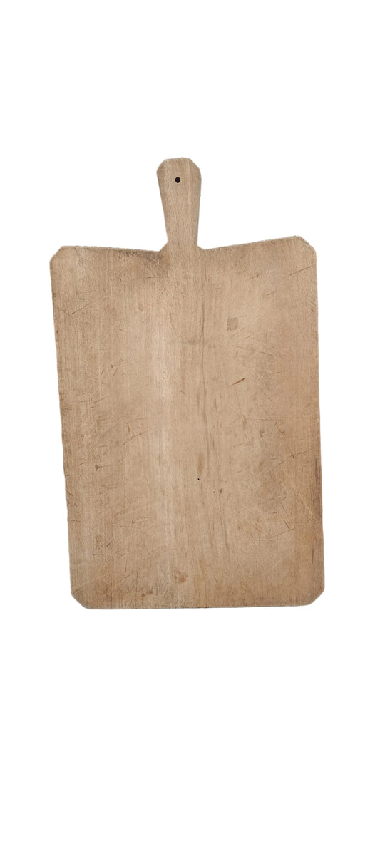 Billot de cuisine ancien, planche à découper vintage en chêne