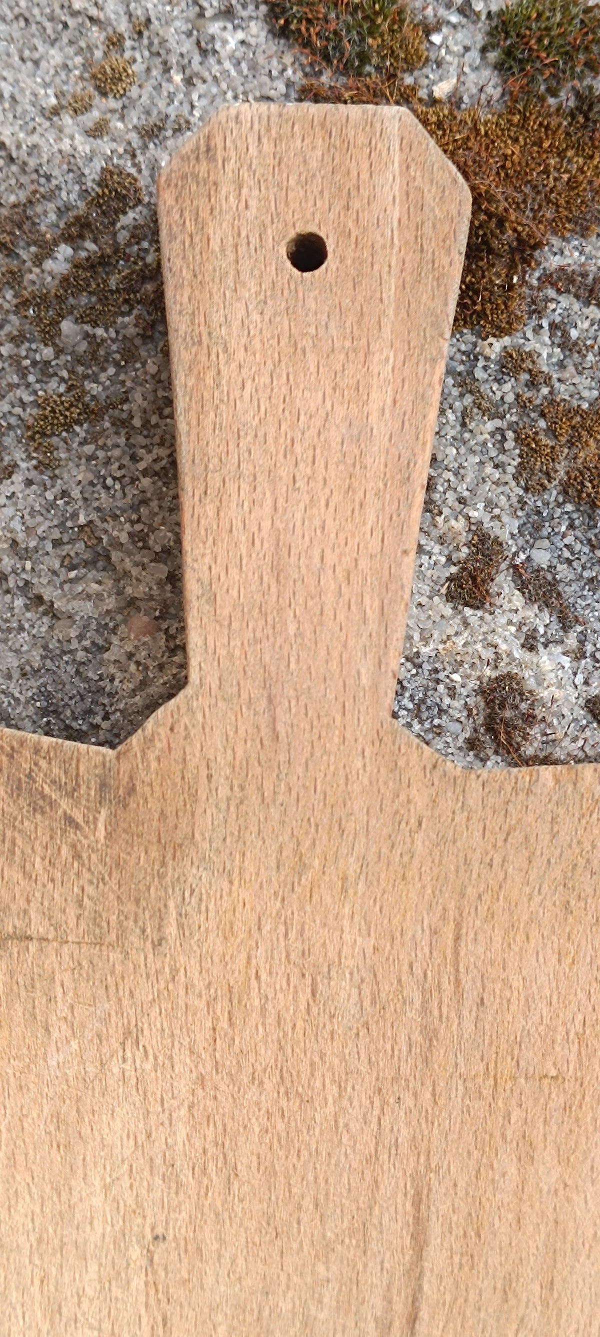 Billot de cuisine ancien, planche à découper vintage en chêne