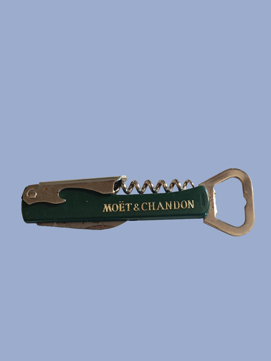 Moet et Chandon, tire bouchon décapsuleur en acier vintage.